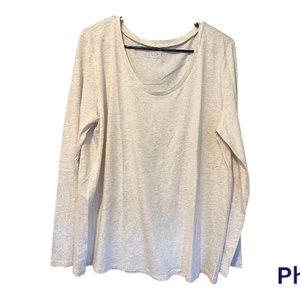 White Sliver Metallic Thread T-shirt Long Sleeves XL